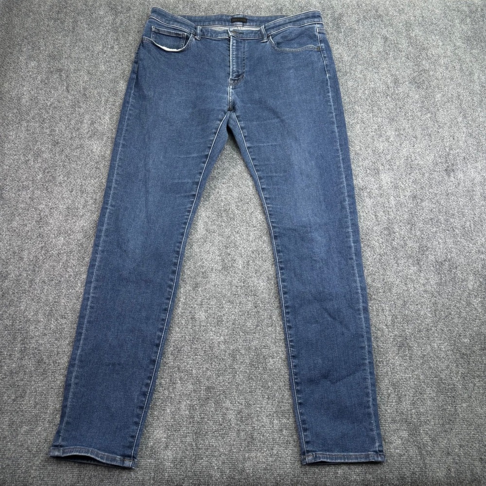 Uniqlo Jeans Mens 36x34 (Fits 38x33) Blue Denim Skinny Tapered Ultra Stretch